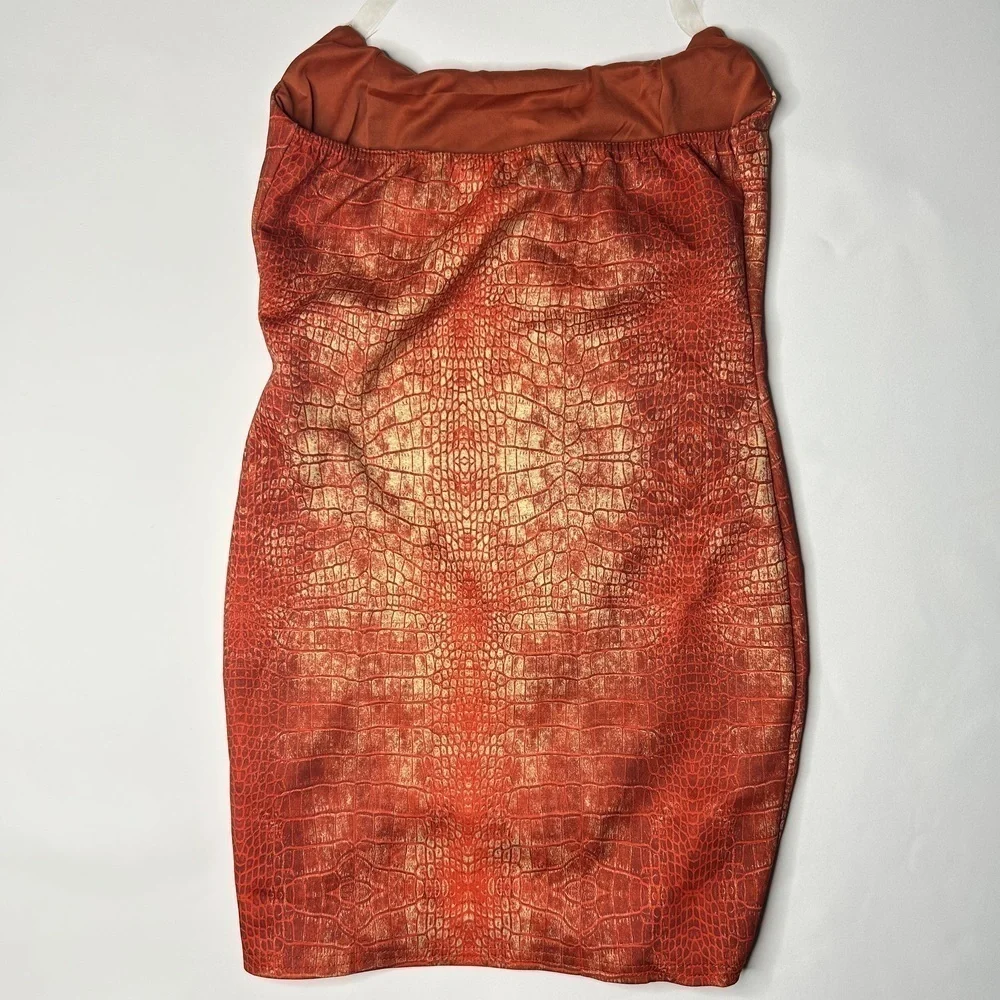 PrettyLittleThing Women's Clear Strap Snake Print Bodycon Dress Size 6 - Picture 5 of 8